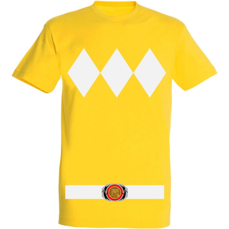 Déguishirt Power Ranger jaune : Déguisement T-shirt Power Ranger jaune