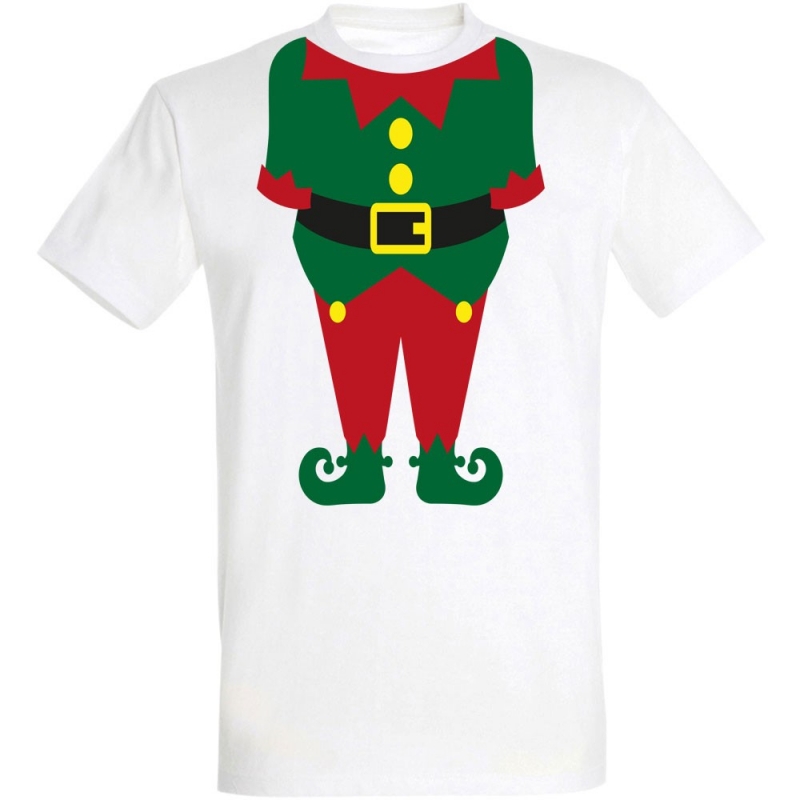 Déguishirt Noël : T-shirt Déguisement vert de corps de Lutin du Père Noël