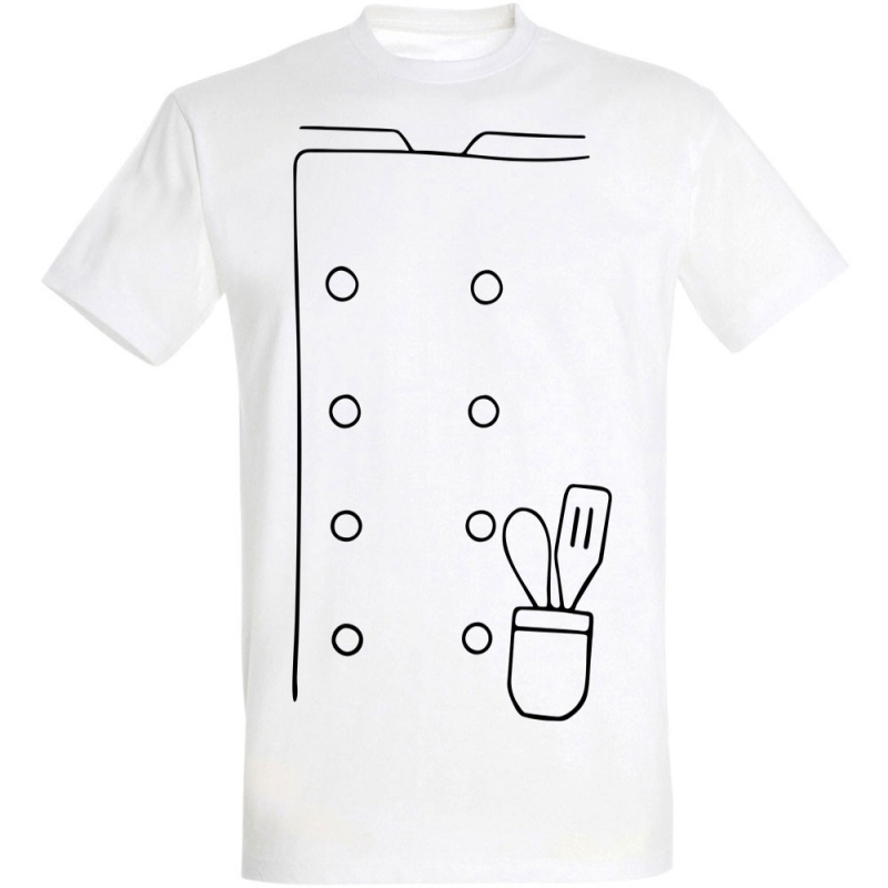 Déguishirt Métier : T-shirt Déguisement blanc de tablier de Chef Cuisinier