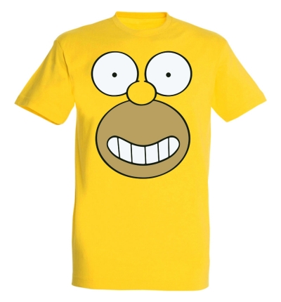 Déguishirt Les Simpson : T-shirt Déguisement jaune du visage d'Homer Simpson de face