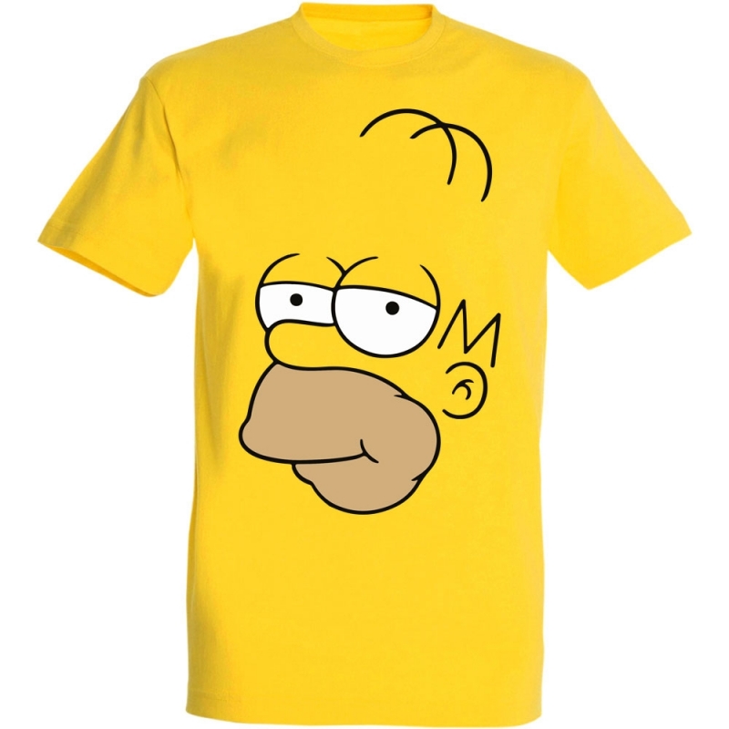 Déguishirt Les Simpson : T-shirt Déguisement jaune du visage d'Homer Simpson de profil
