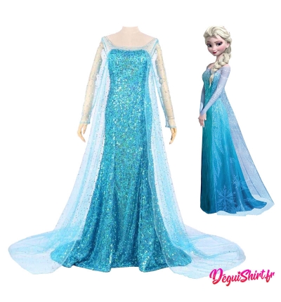 Costume robe réaliste d'Elsa la Reine des Neiges (Disney)