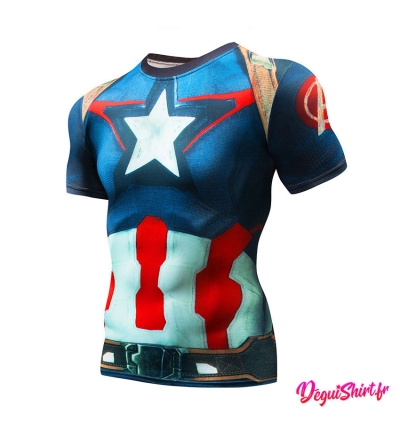 Déguishirt Captain America Avengers (T-shirt déguisement Marvel)