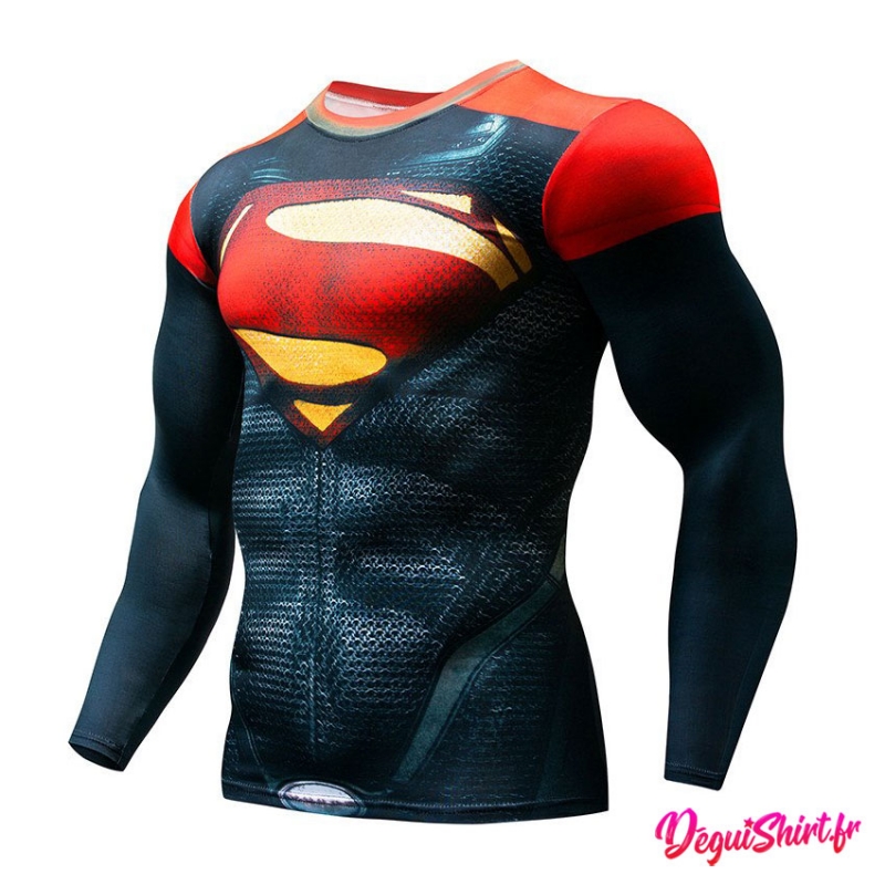 Déguishirt Superman : T-shirt Déguisement Justice League DC manches longues