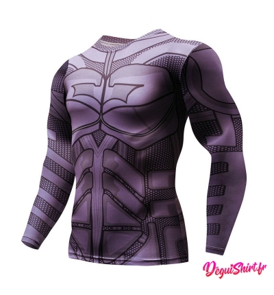 Déguishirt Batman violet : T-shirt Déguisement DC (Manches longues)