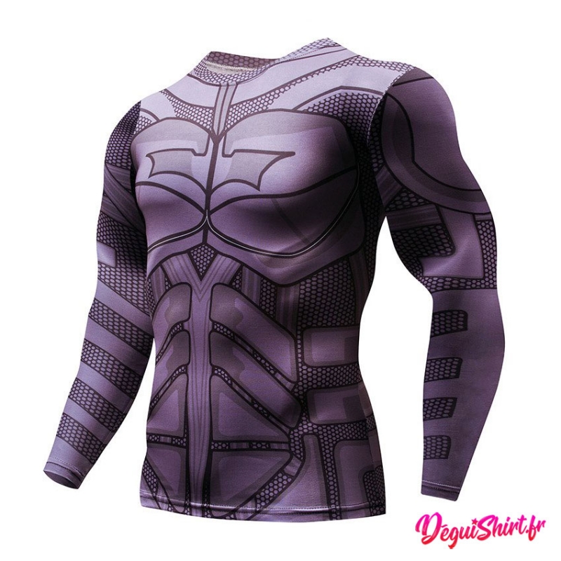 Déguishirt Batman violet : T-shirt Déguisement DC (Manches longues)