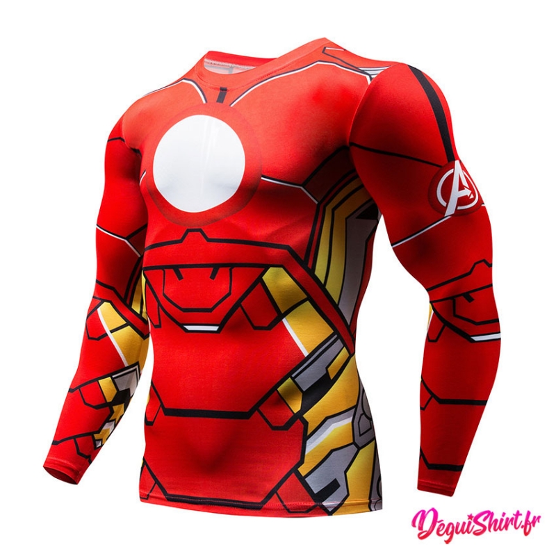 Déguishirt Iron Man Avengers : T-shirt Déguisement Marvel (Manches longues)