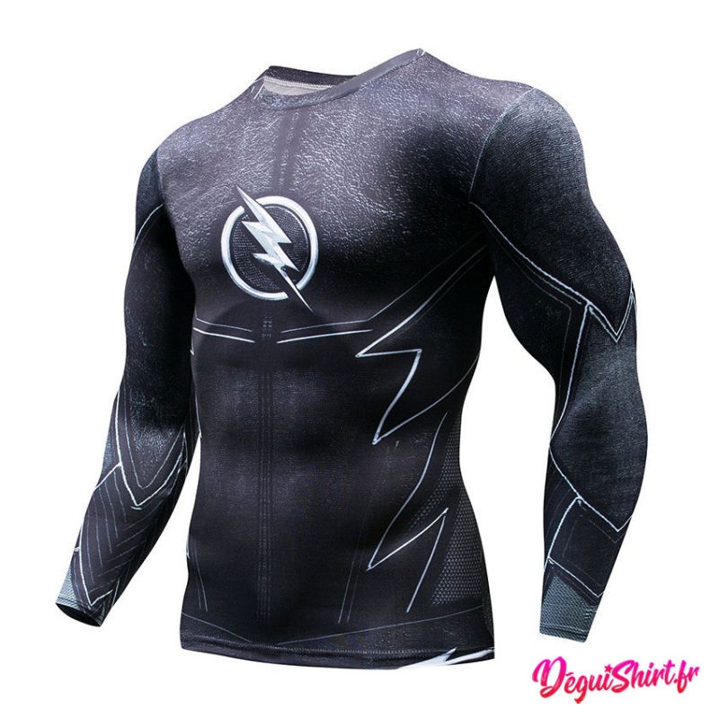 Déguishirt Flash noir : T-shirt Déguisement DC Justice League manches longues