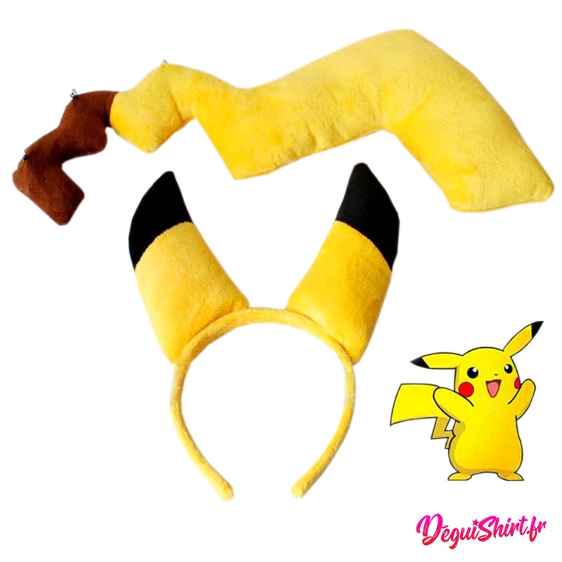 Queue et oreilles déguisement Pikachu