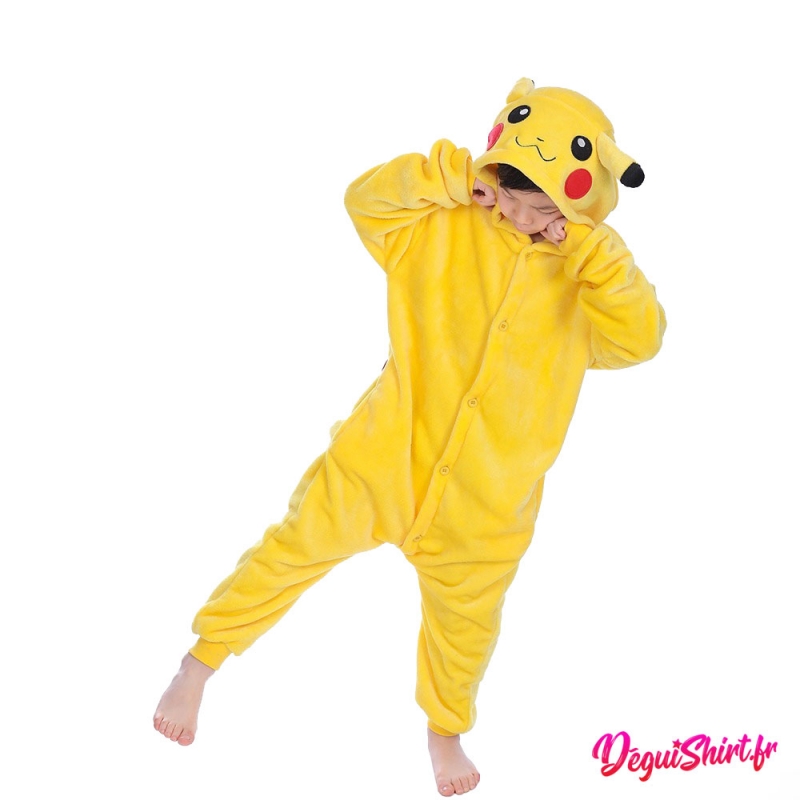 Déguisement Pokémon Pikachu enfant : Pyjama Kigurumi Pikachu garçon fille